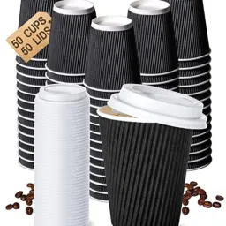 Pack of 100 Paper Biodis Ripple Paper Disposable Coffee Tea Cup 250 ml 100pcs-6