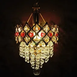 160MM Jhoomer RED NUG GLOSSY LOOK CHANDELIER CEILING LAMP WITH DECENT LIGHT Chandelier Ceiling Lamp Chandelier Ceiling Lamp-image-2