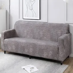 HOKIPO Brown Printed 4 Seater Sofa Cover With Arms-image-96