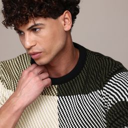 The Roadster Lifestyle Co. Checked Acrylic Pullover-image-79
