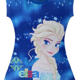 Disney by Wear Your Mind Girls Blue Elsa Printed T-shirt Dress-image-35