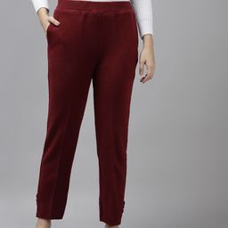Cayman Women Maroon Cropped Trousers-image-67