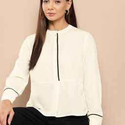 Chemistry Mandarin Collar Shirt Style Formal Top-55