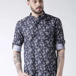 Hangup Men Blue Printed Straight Kurta-image-74