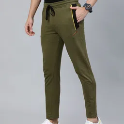 The Indian Garage Co Men Olive Green Solid Regular Fit Track Pants-picture-25
