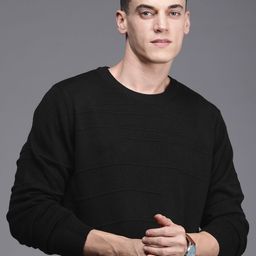 Raymond Men Black Solid Pullover-image-57