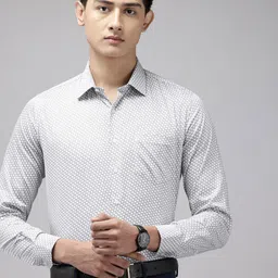 Van Heusen Slim Fit Micro Ditsy Printed Pure Cotton Formal Shirt-image-40