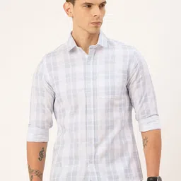 Integriti Slim Fit Self Checked Pure Cotton Casual Shirt-image-77