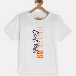 METRO KIDS COMPANY Boys White Typography Printed T-shirt-image-98
