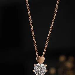 Carlton London Rose Gold-Plated CZ Studded Necklace-11