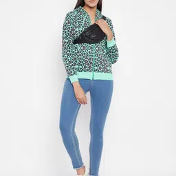 Uptownie Lite Women Green Printed Hooded Sweatshirt-image-12