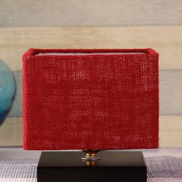 Devansh Maroon Solid Contemporary Square Table Lamp image 2