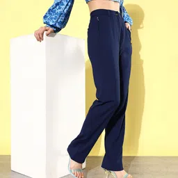 QUIERO Women Solid Slim Fit Trousers-image-3