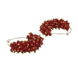 ANIKAS CREATION Red & Gold-Plated Circular Hoop Earrings image 3