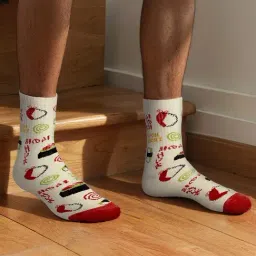 The Souled Store White Regular Fit Printed Socks-image-50