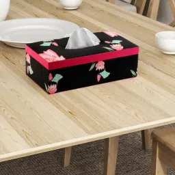 SEJ by Nisha Gupta Black Wooden Tissue Paper Box Holder - Set of 1-27