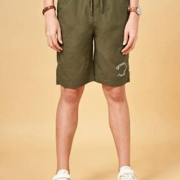 Urban Ranger by Pantaloons Bluish Olive Cotton Slim Fit Shorts-picture-13
