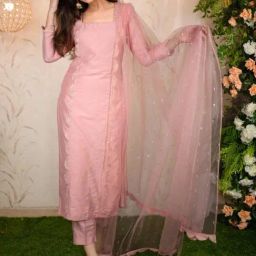 Label Shaurya Sanadhya Peach Lace Kurta with Pant and Dupatta-image-1