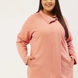 theRebelinme Plus Size Pink Fleece Relaxed Fit Tailored Jacket-18