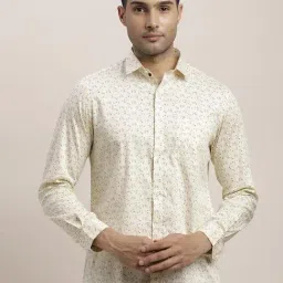 Turtle Beige Cotton Slim Fit Printed Shirt-picture-10