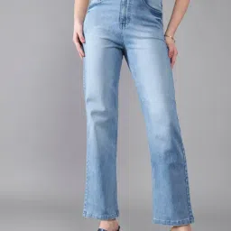 DOLCE CRUDO Light Blue Denim Relaxed Fit High Rise Jeans-picture-46