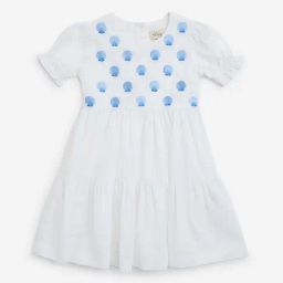Utsa Kids by Westside White Sea-Shell Pattern Tiered Cotton Dress-image-86