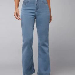 DOLCE CRUDO Light Blue Denim Regular Fit High Rise Jeans-image-57