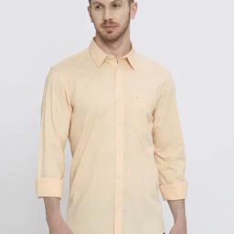 Basics Orange Cotton Slim Fit Shirt-picture-48