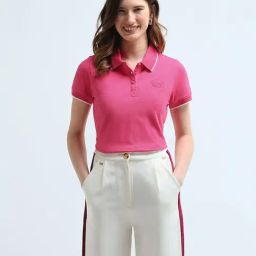 U.S. Polo Assn. Pink Logo Print Polo T-Shirt-image-54
