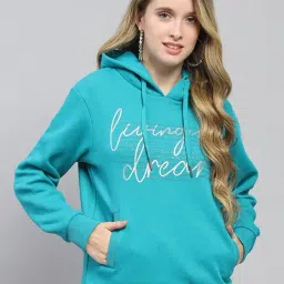 Monte Carlo Teal Regular fit Printed Hoodie-picture-1