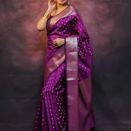 Sita Magenta Silk Blend Woven Design Sarees-picture-49