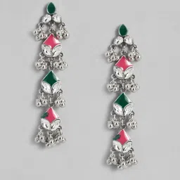 Sangria Enamelled Geometric Drop Earrings-picture-25