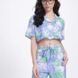 glitchez Printed Poetry Crop Shirt With Shorts Co-Ord Set-picture-34