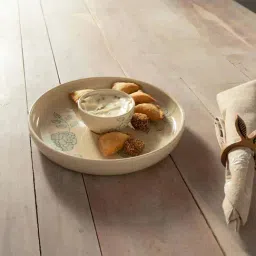 ellementry Chip N Dip Beige Ceramic Platter with Bowl - Set of 1-image-59