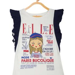 Elle Kids White & Navy Cotton Printed Top-image-63