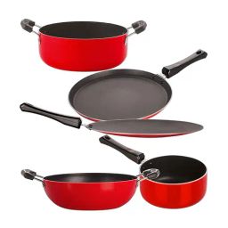 Nirlon Non-Stick Red Aluminium Cooking Essential Combo Set of 5 Piece-image-14