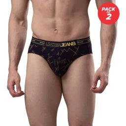 UnderJeans by Spykar Navy Printed Briefs - Pack of 2-image-44