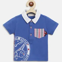Chicco Kids Blue Printed Polo T-Shirt-image-15