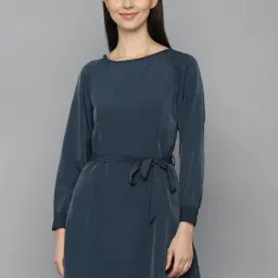 Solly by Allen Solly Navy Regular Fit A-Line Dress-image-60