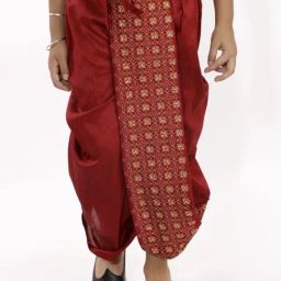 VASTRAMAY Kids Maroon Embroidered Dhoti-picture-7