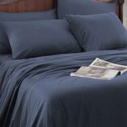 Maspar Cotsmere Emmie Solid Blue 300 TC Cotton Bed Sheet with 2 Pillow Covers-image-14