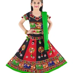 Ahhaaaa Kids Multicolor Cotton Embroidered Lehenga Cholis-image-51