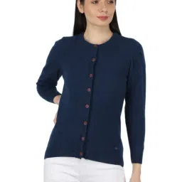 Monte Carlo Blue Wool Open Front Cardigan-image-32