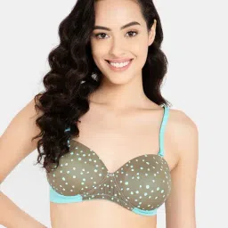 Clovia Brown Polyamide Printed Half Coverage Balconette Bra-picture-45