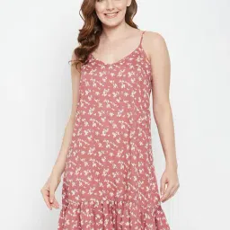 Clovia Dusty Pink Printed Night Dress-picture-19
