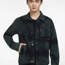 Jack & Jones Dark Green Regular Fit Cotton Denim Jacket-image-11