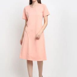 BRINNS Peach Midi A Line Dress-image-97