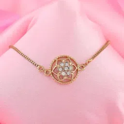 Estele Gold-Plated Floral Bracelet with Austrian Crystals for Women-image-39