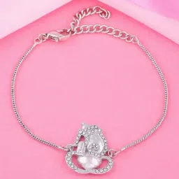 Estele Rhodium-Plated Divine Ganesh Bracelet with Austrian Crystals for Women-37