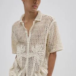 ETA by Westside Off-White Crochet Embroidered Relaxed-Fit Shirt-image-75